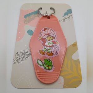 Motel Keychain Custom Retro Styled Pink Strawberry Shortcake Keyring Keytag